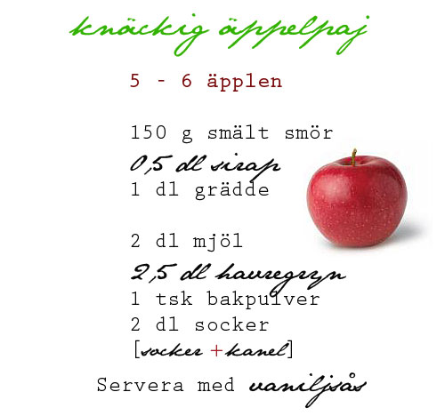 Linda Skugges rabarberpaj, blir äppelpaj.